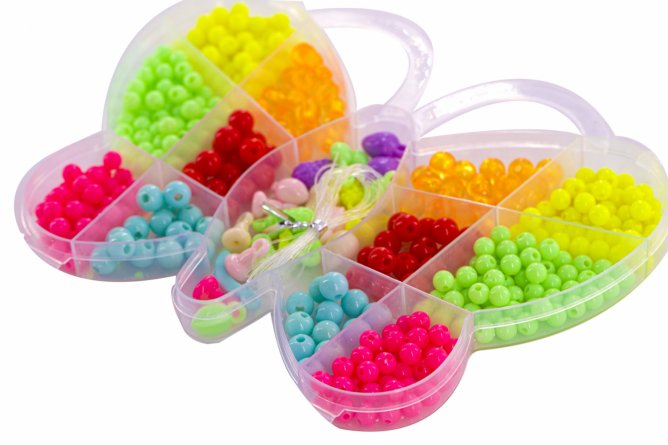 Набор для создания украшений-бусины Alingar, 145х185х20 мм, "Butterfly", 3 вида бусин, подвески, 1х1,8 м леска, пластик.пенал фото 3