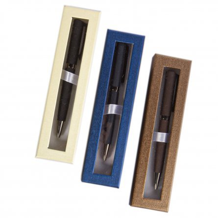 Ручка подарочная шариковая Alingar, 1,0 мм, синяя, с поворотным механизмом, круглый, черный, коричневый металлический корпус, подарочная упаковка фото 1