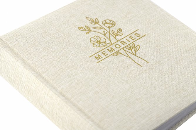 Фотоальбом, Alingar, 21,5 х 22 х 5 см, "Memories", 50 листов, бежевый, для 200 фото формата 10х15 см, текстура ткань, поля для текста, картон. коробка фото 4