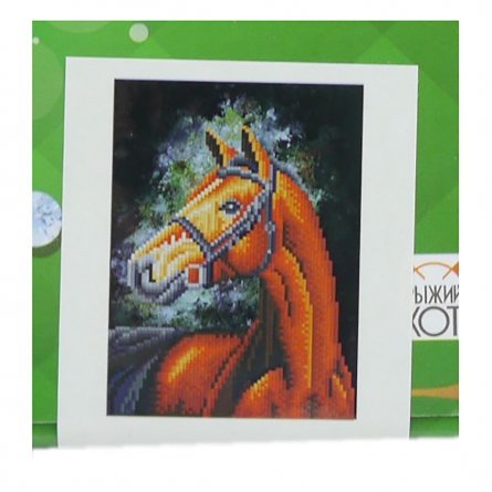 Алмазная мозаика Рыжий кот, без подрамника, на картоне, с частичным заполнением, (матов.), 20х30 см, 14 цветов, "Рыжая лошадь" фото 1