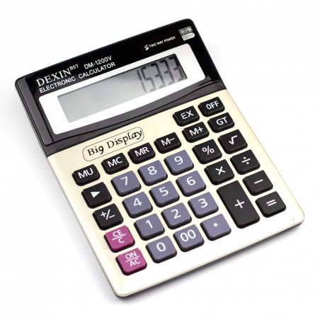 Калькулятор Alingar 12 разрядов, 190*145*18 мм, двойное питание, металлик, "DM-1200V" фото 1