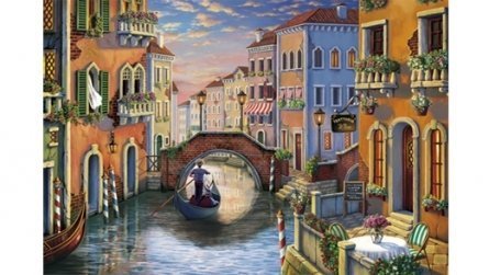 Картина по номерам Рыжий кот, 30х40 мм, с акриловыми красками, дерево, "Вечерний Венецианский канал" фото 1