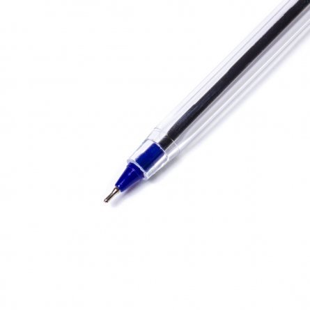 Ручка шариковая синяя TODAYS "Ball Clossy", игольчатый након., корпус прозрачный, 0,7мм (50шт) (пр-во Индия) фото 3