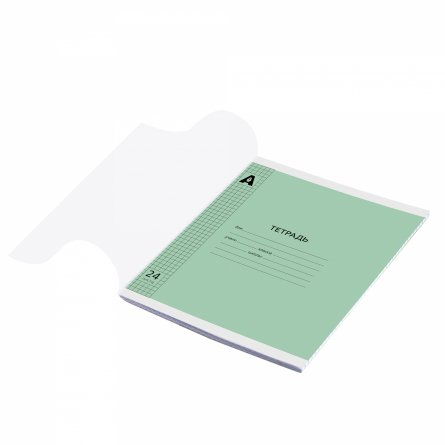 Тетрадь 24л., клетка, обложка пластик, Alingar, скрепка, блок офсет, 100% белизна,  "Зелёный" фото 4