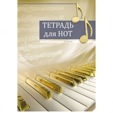 Тетрадь для нот 16л. А4, на скрепке, Проф-Пресс "Золотые клавиши", вертикальная, цветная  мелов. обложка фото 1
