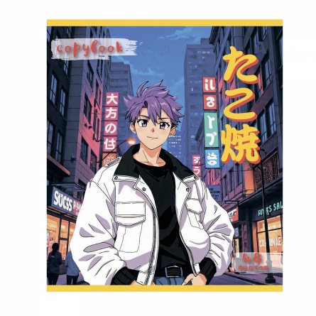 Тетрадь 48л, А5, клетка, Alingar, "Anime for Teens", скрепка,мелованный картон (стандарт), выб УФ лак,  блок офсет, 5 дизайнов в пленке т/у фото 5