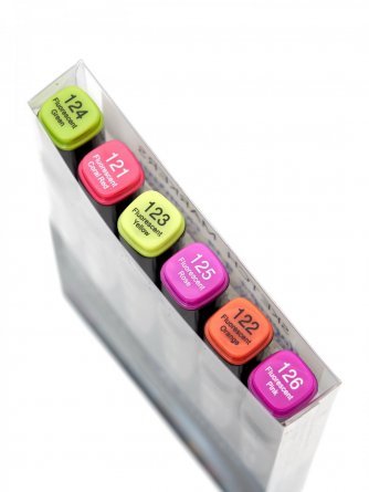 Набор двухсторонних скетчмаркеров Alingar, 6 цветов, флюоресцентные, пулевидный/клиновидный 1-6 мм, спиртовая основа, ПВХ упаковка фото 2