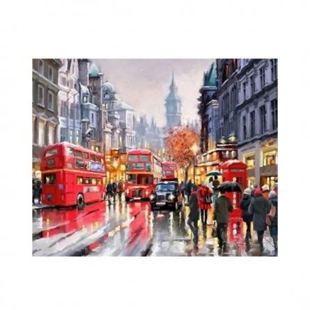 Картина по номерам Alingar, 40х50 см, 22 цвета,с акриловыми красками, холст, "Лондон под дождем" фото 1