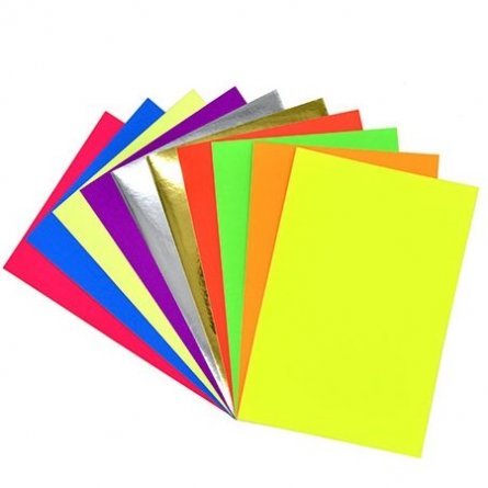 Бумага цветная Апплика, А4, самоклеящаяся, флуоресцентная, 10 листов, 10 цветов, картонная папка, "Мороженое" фото 2