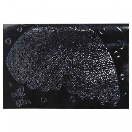 Обложка для паспорта, лакир. натур. кожа, черный, тиснение конгрев, "Бабочка" фото 2