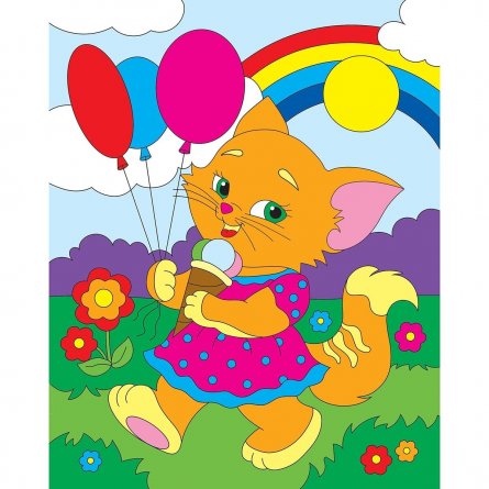 Картина по номерам Рыжий кот, 20х25 см, с акриловыми красками, холст, "Котёнок с шариками" фото 1
