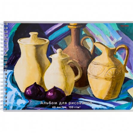 Альбом для рисования А4, 40л. Проф-Пресс, гребень с жёсткой подлжкой, целлюлозный картон, блок офсет, 100 г/м2, "Натюрморт-1" фото 1