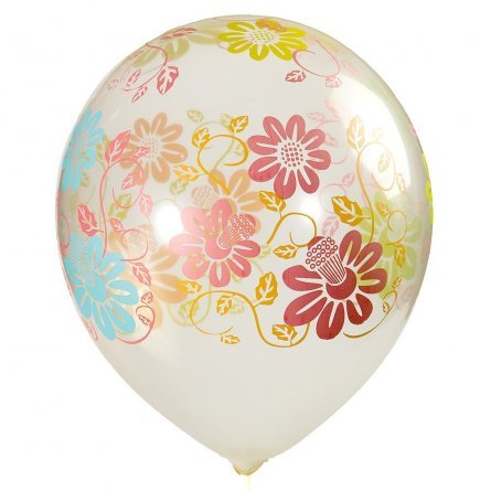 Шар воздушный прозрачный №10 Alingar "Цветы", с цветным рисунком, 100 шт в упаковке фото 1
