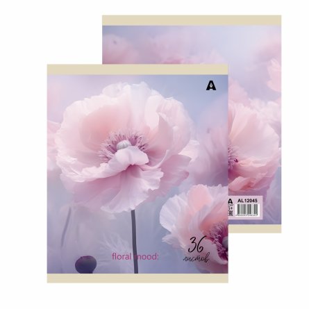 Тетрадь 36 л., А5, клетка, Alingar "Нежный букет", скрепка, офсет, мелованная бумага, 5 дизайнов в пленке т/у фото 2