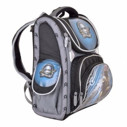 Рюкзак Across, школьный, с мешком д/обуви, серый- черный, 35х27х14 см фото 2