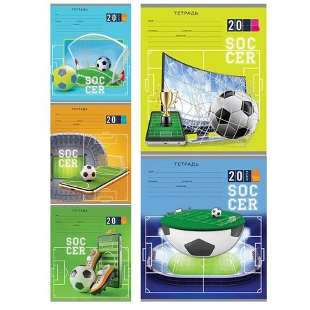 Тетрадь 18л., клетка, Проф-Пресс "В мире футбола-1", обл.мелов. картон, 5 дизайнов в спайке фото 1