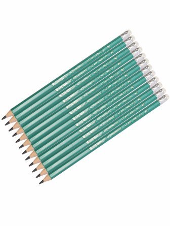 Набор ч/г карандашей, Alingar HB, пластиковый, эластичный, с ластиком, шестигранный, заточенный, цвет корпуса зеленый, в упак. 12 шт. фото 4