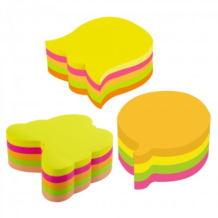 Блок для записей с клеевым краем, Alingar, 5 цв. 300л., в пленке т/у, "Фигурное ассорти" фото 1