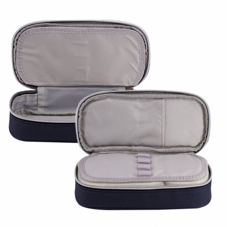 Пенал - косметичка Alingar, ткань, молния, боковой карман, 1 откидная планка, 215 х 85 х 45 мм, "Yescholar", темно-синий, европодвес фото 2