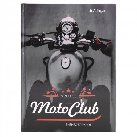 Бизнес-блокнот 80 л., А5, Alingar, 7БЦ, "Мотоклуб", клетка, ламинация фото 1