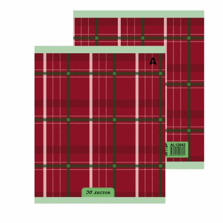 Тетрадь 36 л., А5, клетка, Alingar "Шотландская клетка. NEW", скрепка, офсет, мелованная бумага, 5 дизайнов в пленке т/у фото 2