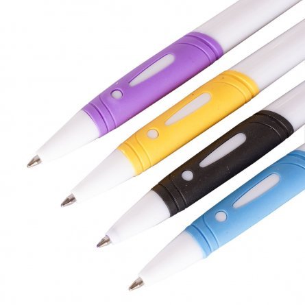 Ручка шариковая  автоматическая Alingar, 0,7 мм, синяя - 40 шт, черная -15 шт, резиновый грип, круглый, белый, пластиковый корпус,55 шт упаковка фото 2