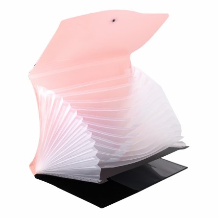 Папка-картотека Alingar, A4, 330х250 мм, 600 мкм, на пуговице, пластик, 13 отделений, папка-планшет, розовый клапан фото 3