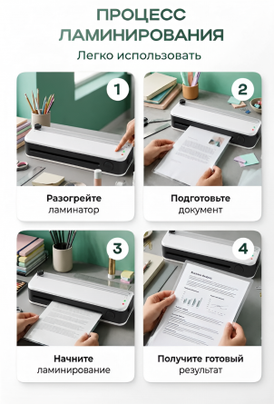 Ламинатор с резаком для дома и офиса А4 Alingar, белый, ABS (разжим валов), разметка, толщ. пленки 70-125 мкм, скор. 280 мм/мин, 3 шт пленки в наборе фото 7