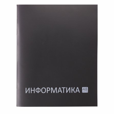 Тетрадь предметная "Информатика" А5 48л., клетка, со справ матер, скрепка, чёрная пластиковая обложка, блок офсет, Alingar "Стильная классика" фото 1