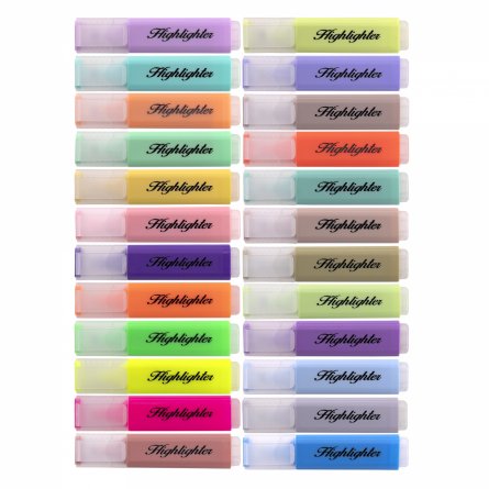 Набор текстовыделителей, 24 цвета, 12 пастель+12 неон, Alingar, "HIGHlighter", прямоугольный корпус, скошенный, пенал ПВХ с кнопкой, европодвес фото 2