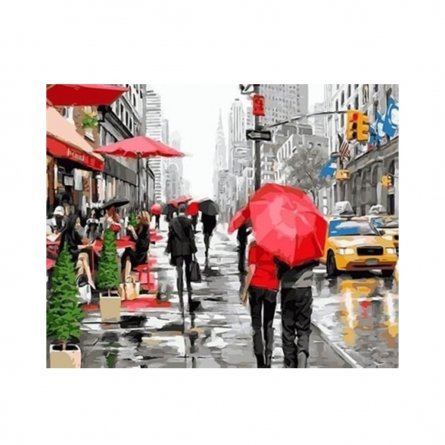Картина по номерам Alingar, 40х50 см, 24 цвета,с акриловыми красками, холст, "Прогулка под дождем" фото 1