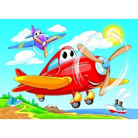 Картина по номерам Рыжий кот, 17х22 см, с акриловыми красками, холст, "Весёлые самолеты" фото 1