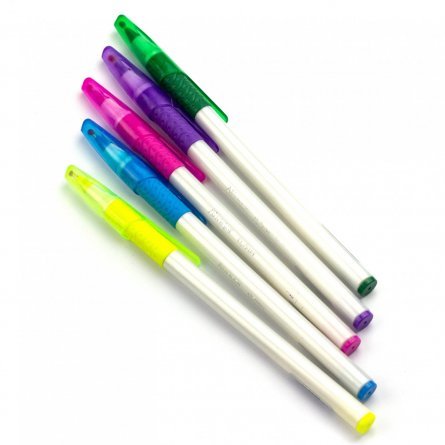 Ручка шариковая на масляной основе Alingar, 0,7 мм, синяя, игольчатый наконечник, 5 цветов/5 стаканчиков, круглый, белый, пластиковый корпус фото 2
