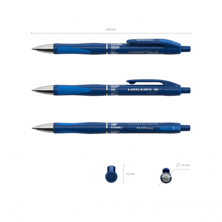 Ручка шариковая Erich Krause "Megapolis concept", 0,7 мм, синяя, металлизированный наконечник, резиновый грип, автоматическая, круглый цветной корпус фото 3