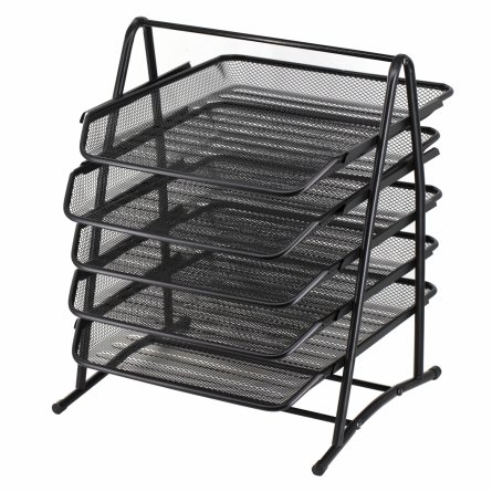 Лоток для бумаг горизонтальный, сборный, секционный Alingar, 5 отделений, металл, черный фото 2