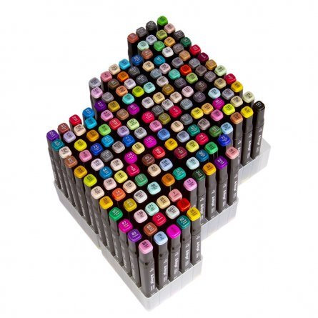 Набор двухсторонних скетчмаркеров  Alingar,168 цветов, пулевид/клиновид. 1-6 мм, спирт. основа, сумка-чехол с ПВХ каркас-ячейками,ремень для переноски фото 2