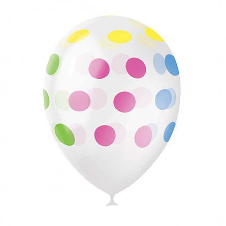 Воздушные шары М12"/30 см Декоратор TRANSPARANT (шелк), 5 ст. рис."Горошек разноцветный", 25 шт. шар латекс фото 1