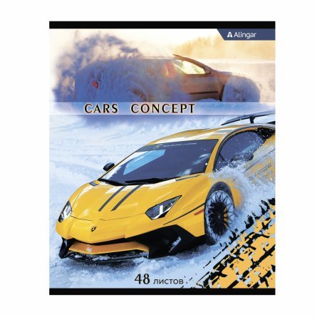 Тетрадь 48л., А5, линия, Alingar "Cars Concept", скрепка, мелованный картон (эконом), блок офсет, 4 дизайна в пленке т/у фото 5
