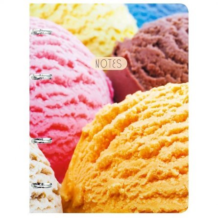 Тетрадь 120л., А5, клетка, Канц-Эксмо "Ice cream", кольца. мелованный картон, ламинация фото 1