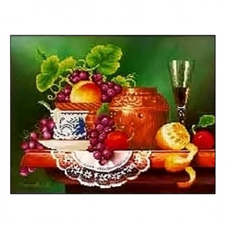 Алмазная мозаика Рыжий кот, без подрамника, с полным заполнением, (матов.), 30х40 см, 34 цвета, "Натюрморт с фруктами" фото 1
