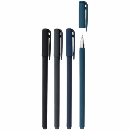 Ручка масляная LOREX "Slim Soft. DARK VELVET", 0,5 мм, синяя, метал. игольчатый наконечник, круглый прорезиненый корпус, ассорти, в пласт. тубусе фото 3