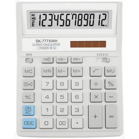 Калькулятор SKAINER 12 разрядов, 157*200*32 мм, белый, "SK-777XWH" фото 1