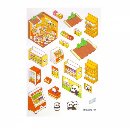 Наклейки для творчества - антистресс блокнот, 140*195 мм, "Медвежата", розовый, MINI, 3D стикеры, 20 комнат, в комплекте пинцет, пакет с европодвесом фото 16