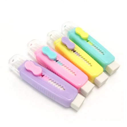 Ластик Yalong "Нежность", синтетический каучук, прямоугольный, выдвижной, пласт. корпус,щеточка, цвет ассорти, 90х15х20 мм, карт. упаковка фото 2