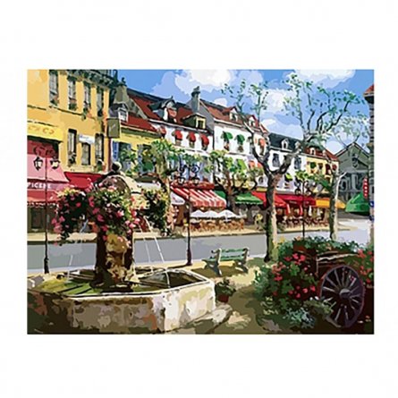 Картина по номерам Рыжий кот, 30х40 см, с акриловыми красками, холст, "Европейская улица" фото 1