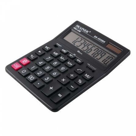 Калькулятор SKAINER 12 разрядов, 155*205*35 мм, черный, "SK-555BK" фото 3