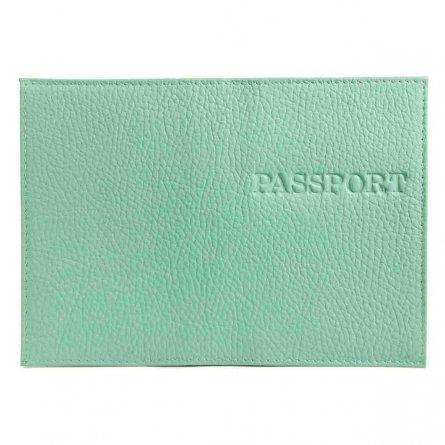 Обложка для паспорта, натур. кожа Флотер, мята, тиснение конгрев, "PASSPORT" фото 2