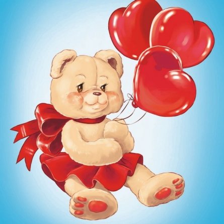Картина по номерам Рыжий кот, 20х20 см, с акриловыми красками, холст, "Праздничный медвежонок" фото 1