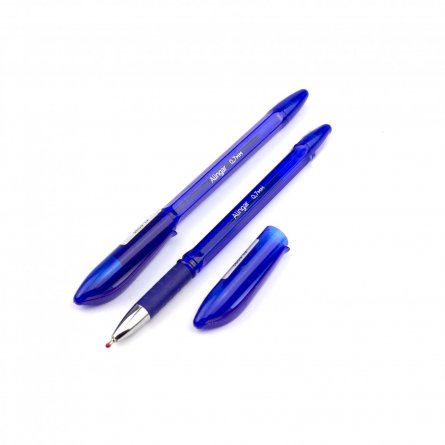 Ручка шариковая на масляной основе Alingar, 0,7 мм, синяя, игольчатый, металлизированный наконечник, резиновый грип, синий пластиковый корпус фото 1