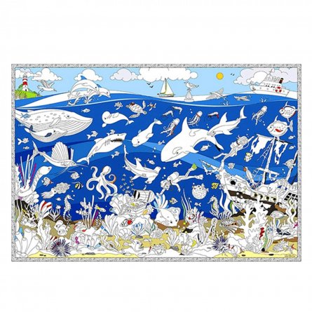 Раскраска Геодом "Подводный мир", большая (карта), 101х69 см., картонная упаковка, европодвес фото 1